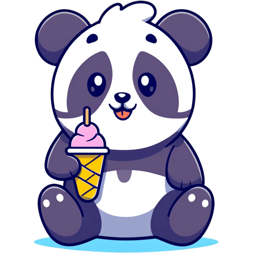 Panda eating ice cream emoji