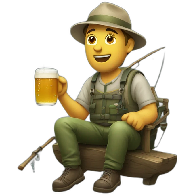 man fishing and drinking beer emoji