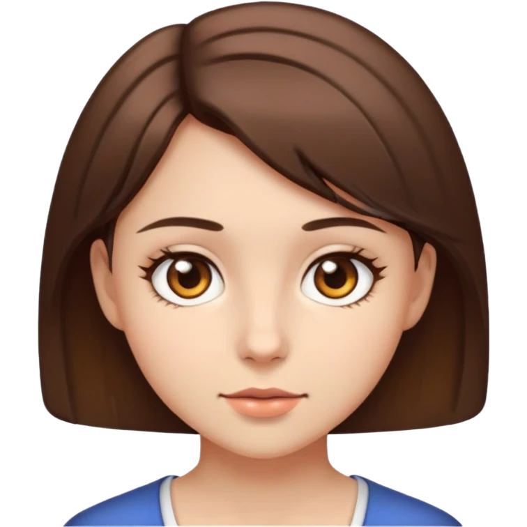 Girl with brown eyes, short brown hair emoji
