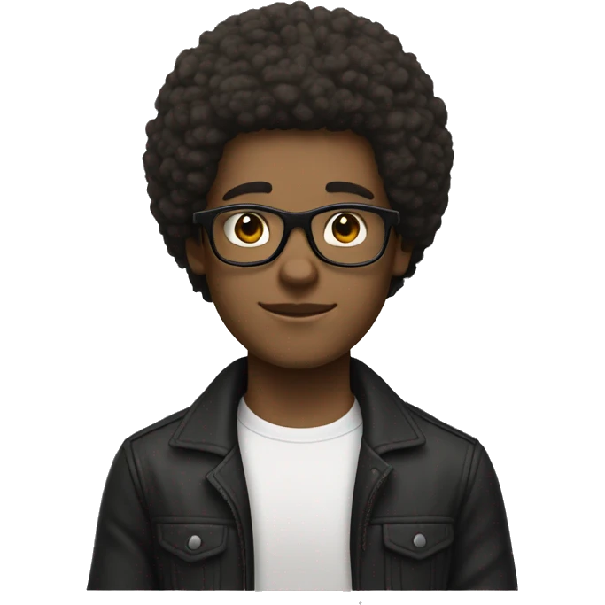 a white boy with afro hair and black glasses. make the hair a light brown. the skin is very light colour emoji