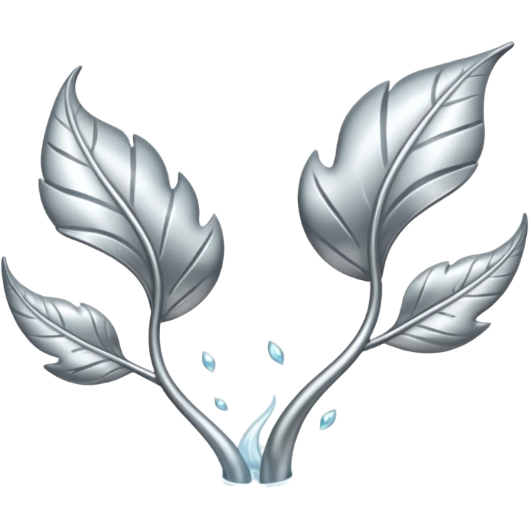 Falling 2 leaves made of silver  emoji
