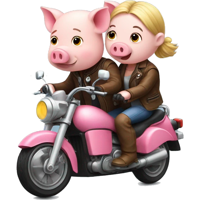 pig couple riding motorcycle emoji