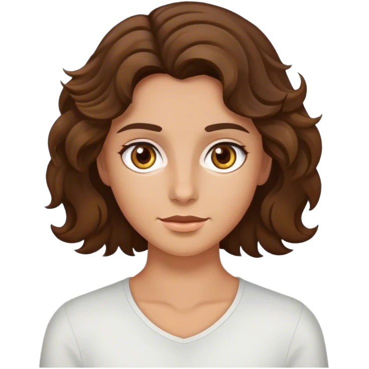 Brunette wavy hair slight tan skin hazel eyes  emoji