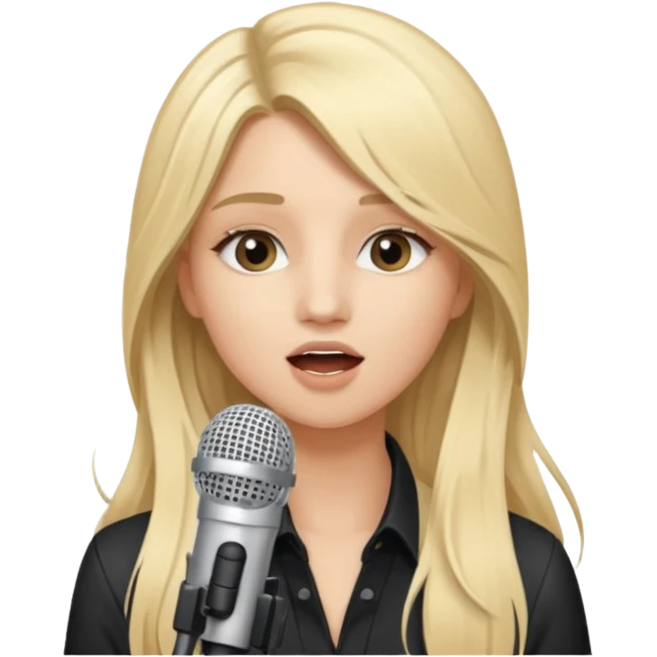 Singer Young woman – long blonde hair, around 20s,  singing into mic emoji