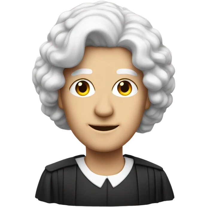 white UK judge with wig at an angle emoji
