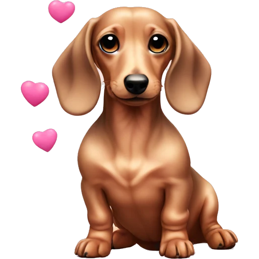 Mini cream dachshund dog with pink hearts around it  emoji