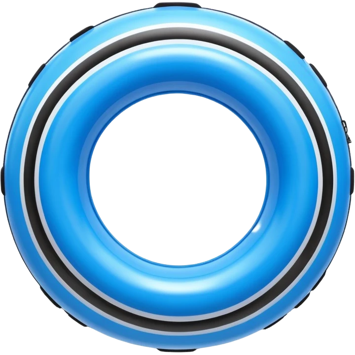 3D render of Inner Tube made of shiny inflatable vinyl, visible seam lines, air valve, highly reflective plastic texture, pool toy aesthetic. emoji