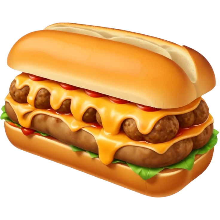 a meatball sub sandwich with melted cheese emoji