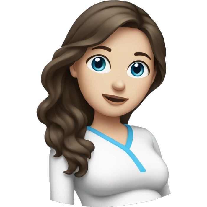 Brunette, white with blue eyes pregnant girl emoji