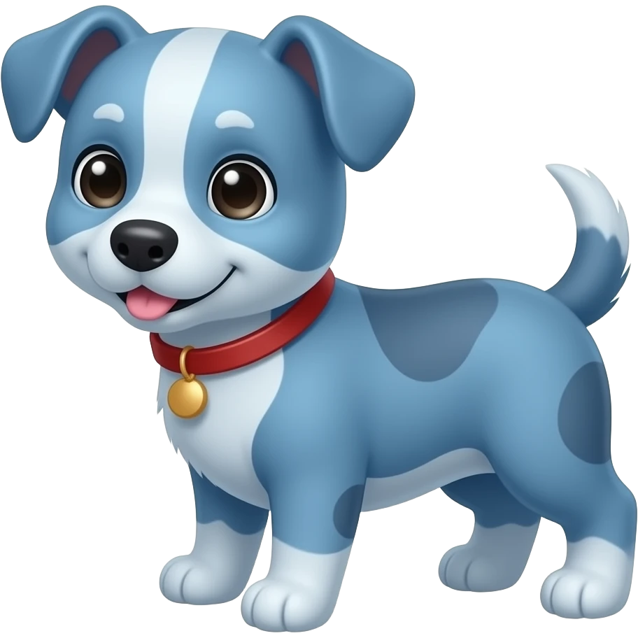 A cute little blue dog emoji