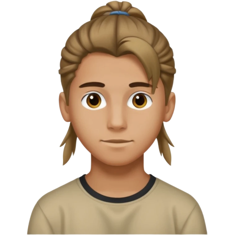 homme cheveux long attaché sans cheuveux dépanssant  16 ans, un peu bronzé emoji