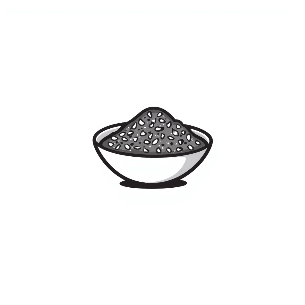 Simple bowl filled with sesame seeds, hand-drawn style emoji