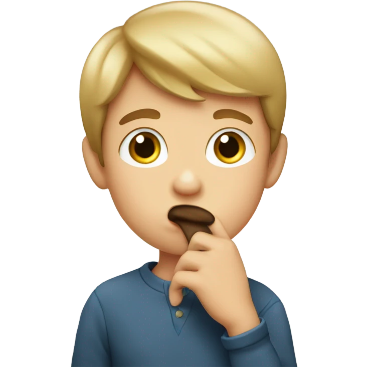 a boy of European appearance covers his mouth with his hand emoji