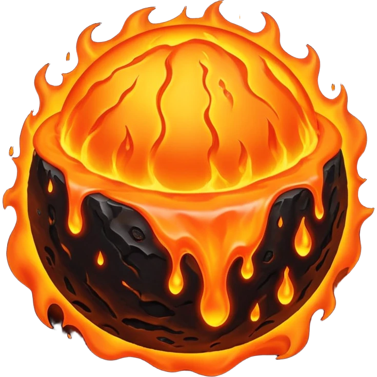 planet, surface covered with lava fire emoji