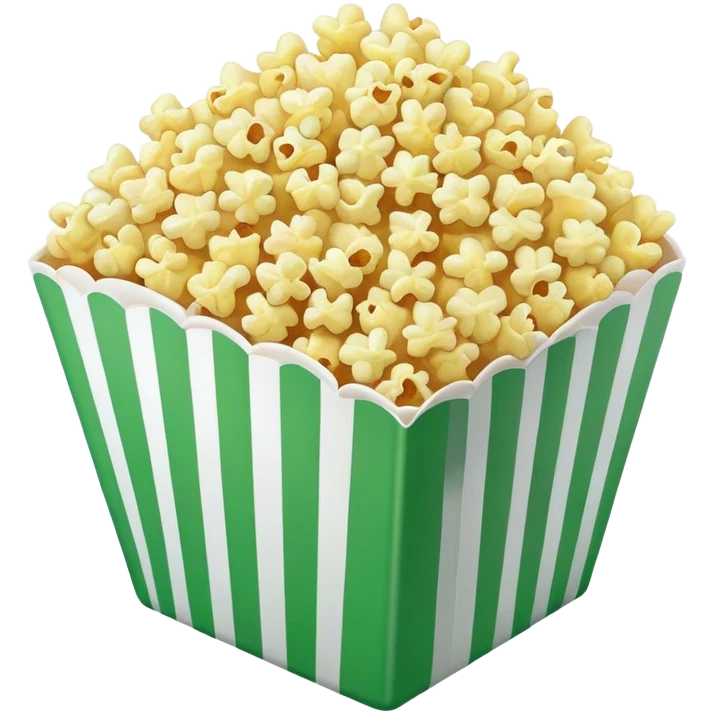 Cinematic realistic 3D popcorn in green box emoji
