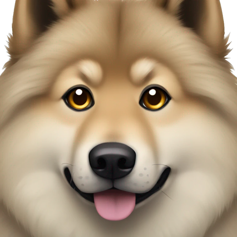 Eurasier dog with wolf coloured long fur and brown eyes emoji