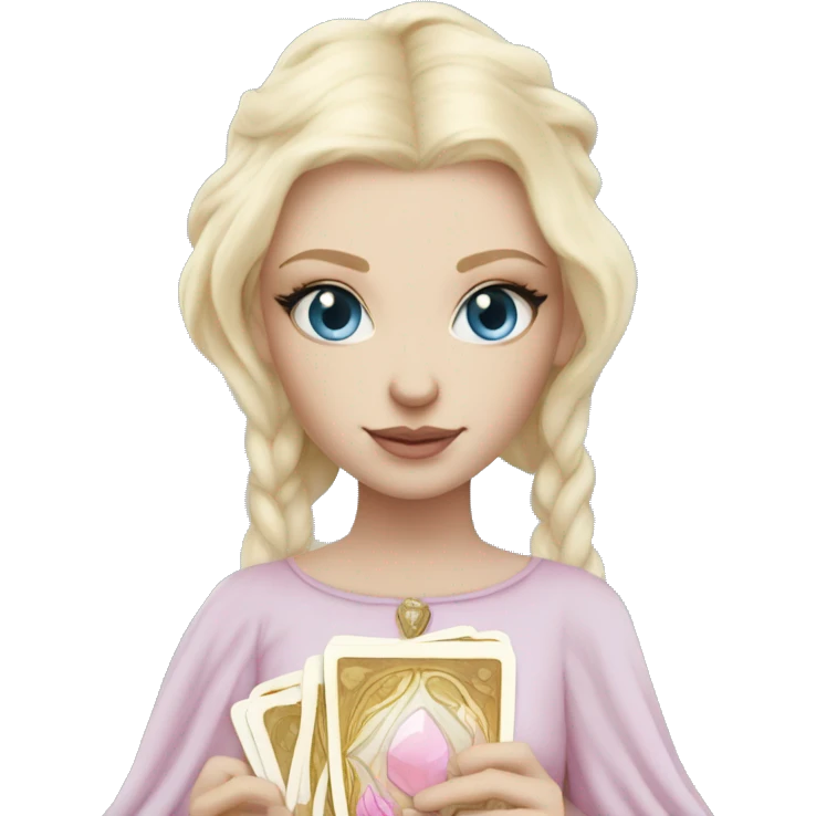 light pink tarot cards magic blonde girl white skin blue eyes  emoji