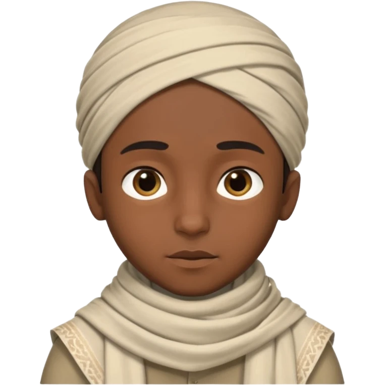 boy with dark skin with an arab scarf on his head no facial hair  emoji