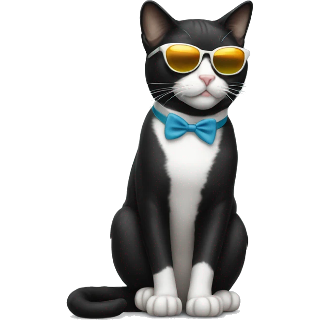 Tuxedo cat with sunglasses emoji