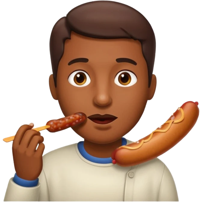 Face eating a sausage emoji