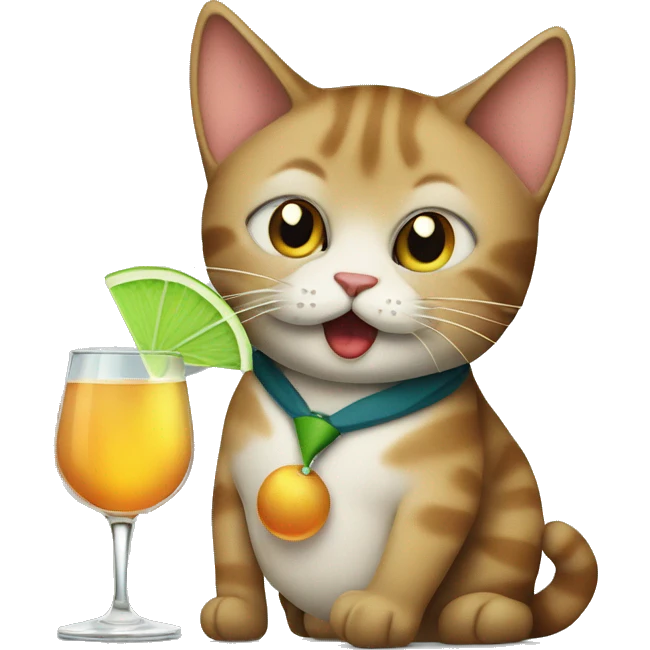 a cat drinking a martini emoji