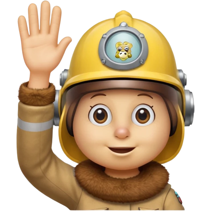 Sandy Cheeks from Spongebob, waving, wearing her helmet emoji