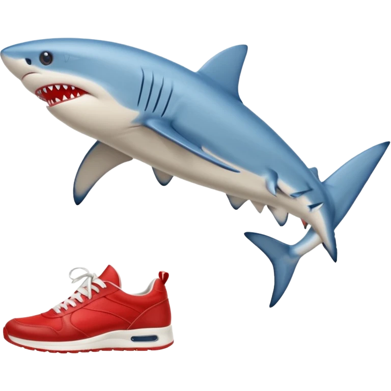 Blue shark with red sneakers and legs  emoji