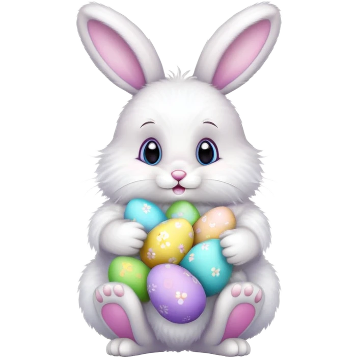 Easter bunny with colorful eggs emoji