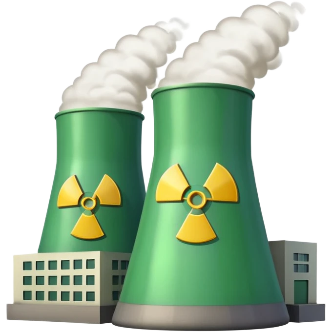 nuclear power plant with a subtle radioactive glow, less green, realistic, emoji style, option 9 emoji