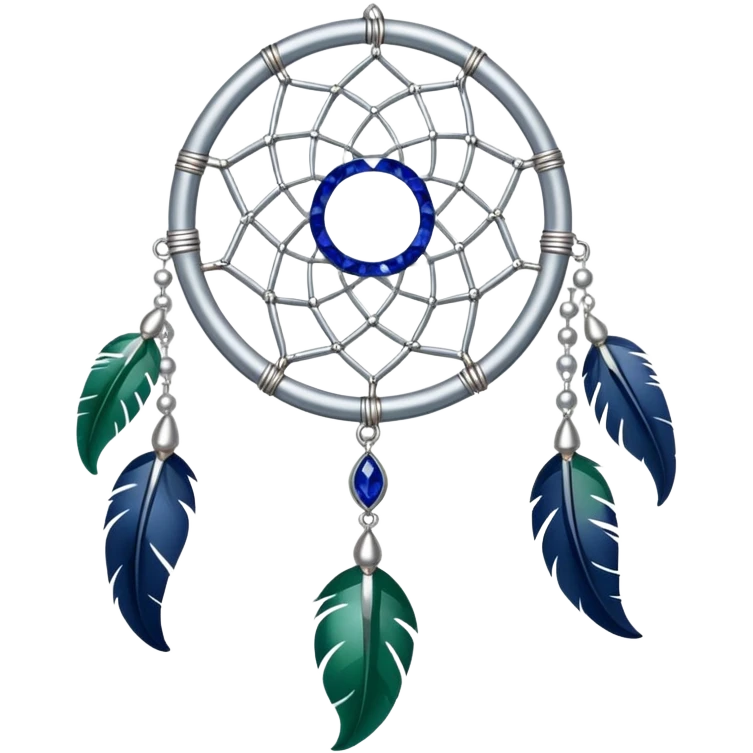 Silver Dreamcatcher with sapphire-stones and emerald-stones emoji