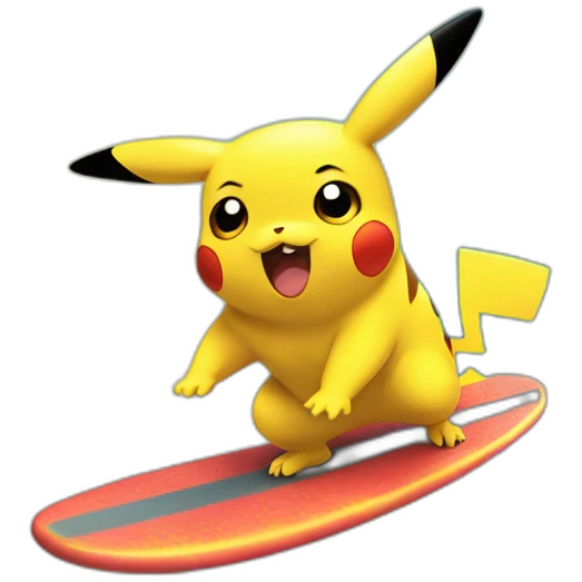 Pikachu surfeando emoji