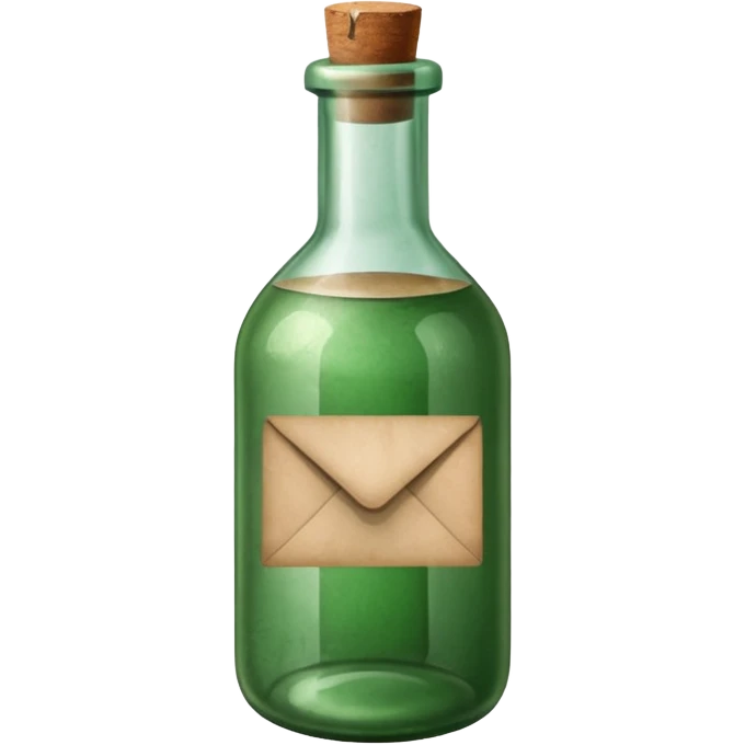 Message letter paper inside green Bottle emoji