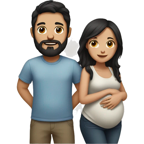Couple pregnant Girl with Black hair Boy with Brown hair and Beard emoji