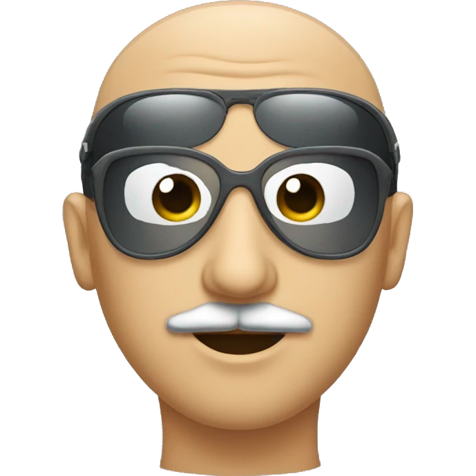 bald guy wearng aviator glasse and mustache emoji