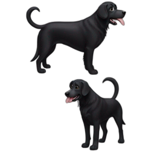Big black dog with very big tail emoji