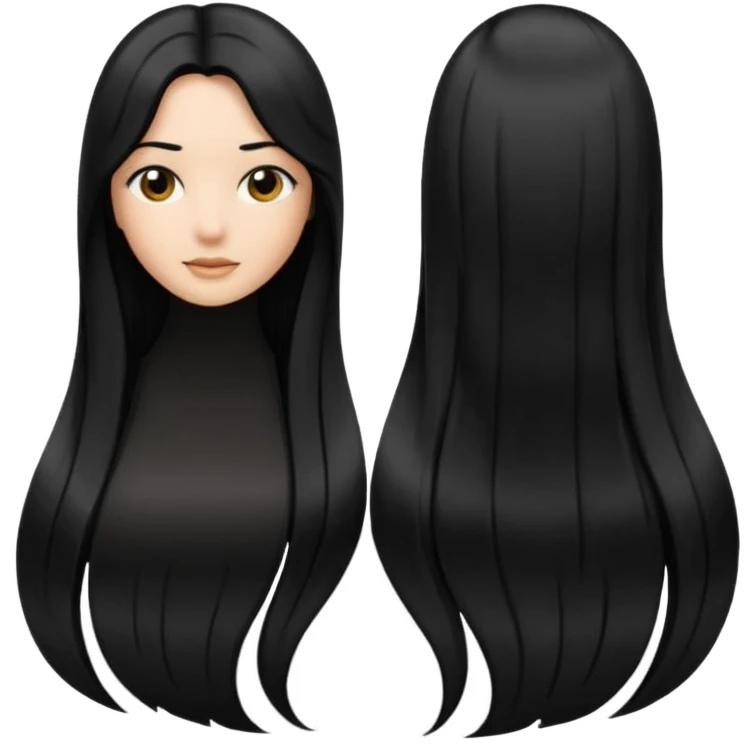 back view of long black hair emoji