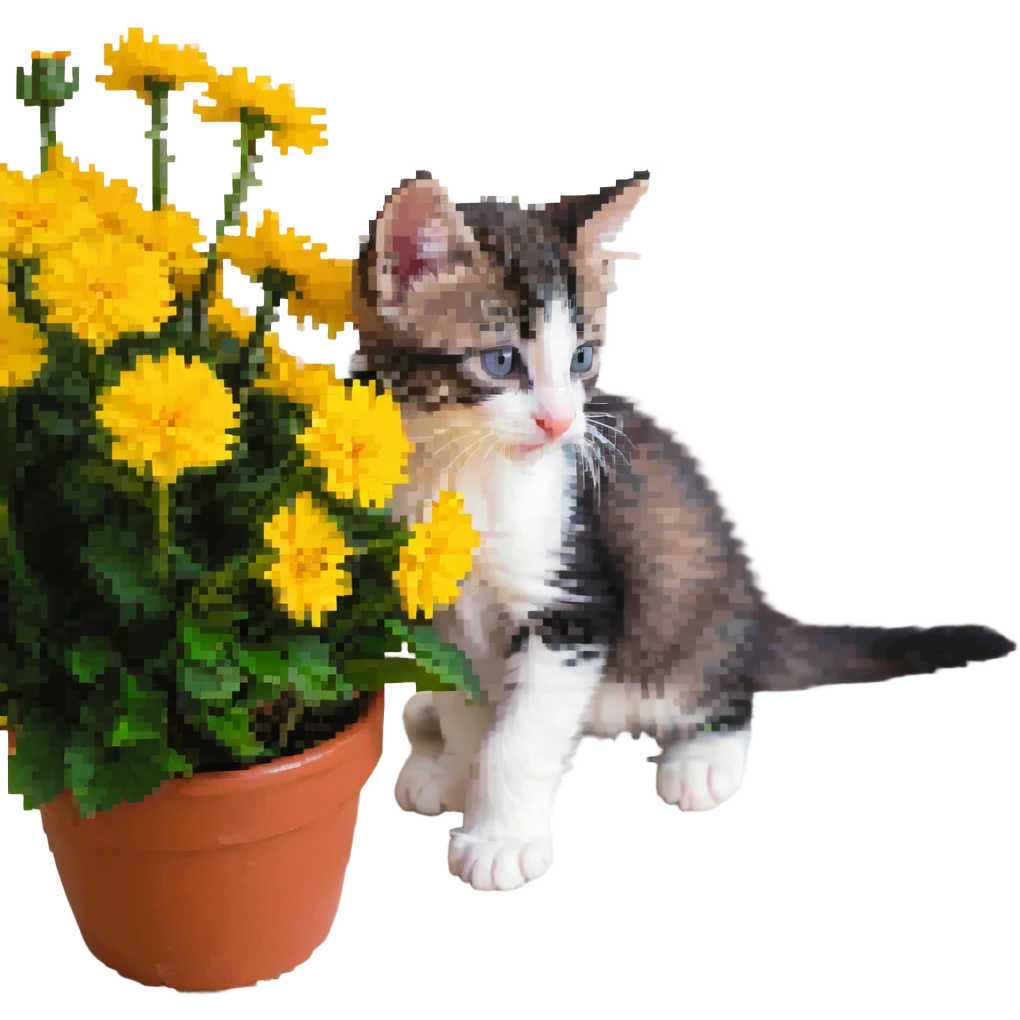 Kitten smells flowers emoji