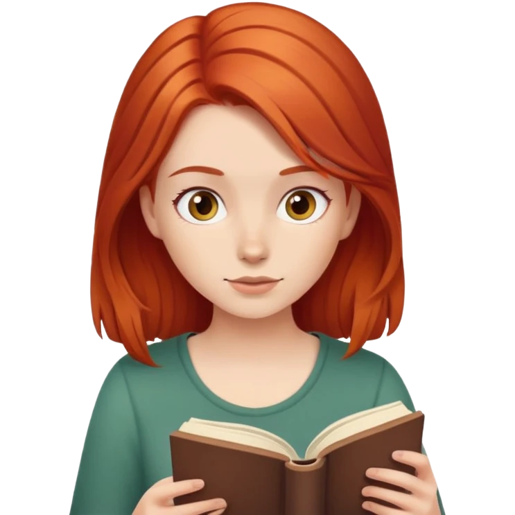 a red hair girl reading a book emoji