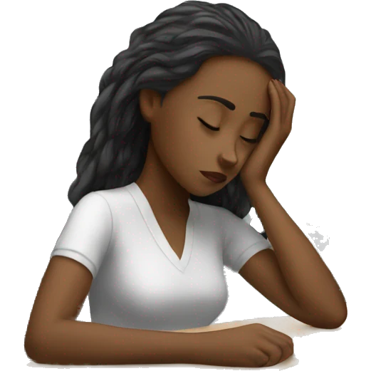girl Tired at desk emoji