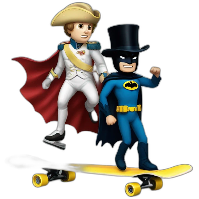 Napoleon with batman doing skateboard emoji