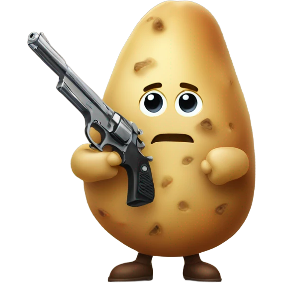 Potato holding gun emoji