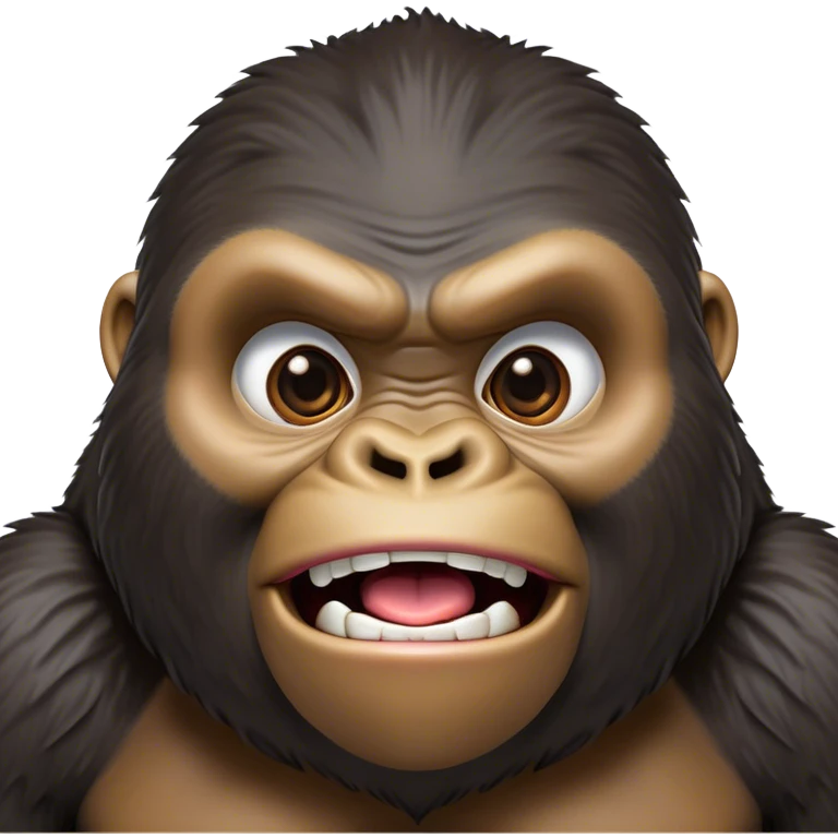 Cinematic Comical Gorilla Portrait Emoji, Head tilted dramatically with an exaggeratedly shocked expression, featuring a robust build with wide, comically expressive eyes full of humorous disbelief, Simplified yet hilariously expressive features, highly detailed, glowing with a slightly sassy jungle glow, high shine, dramatic yet playful, stylized with an air of quirky primate attitude, soft glowing outline, capturing the essence of a meme-worthy gorilla that appears ready to side-eye its way into viral fame! emoji