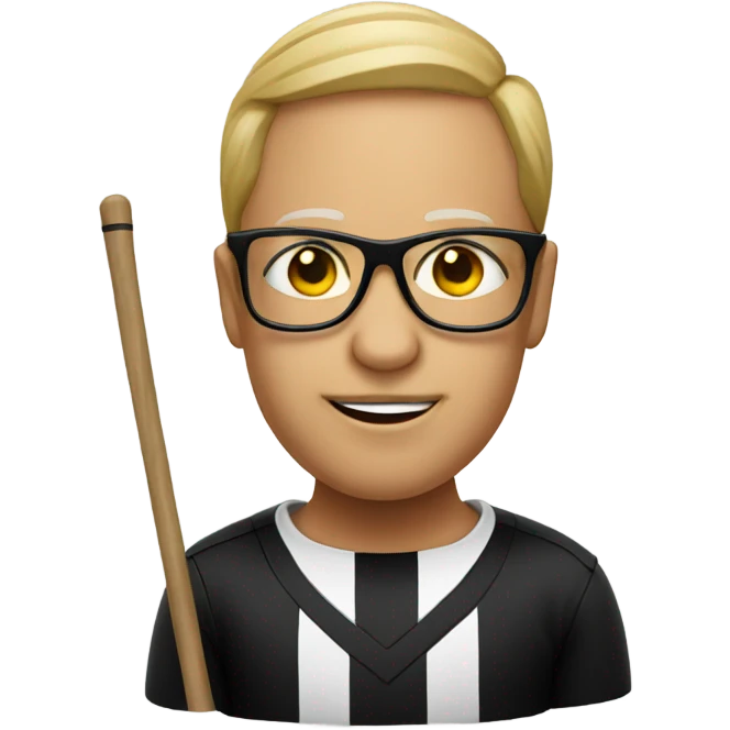 Blind referee with stick and black glasses emoji