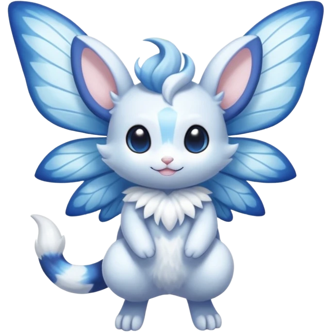White innocent pastel cute adorable kawaii divine winged furry fairy-Fakémon-Minccino-Meowstic-hybrid-fusion (full body) emoji