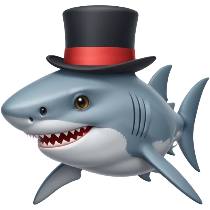 Shark with a top hat emoji