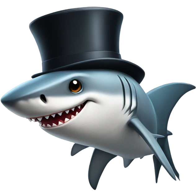 Shark with a top hat emoji