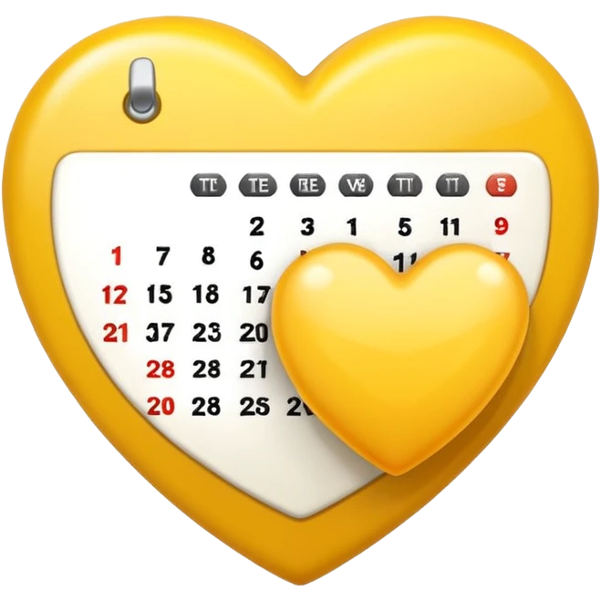 yellow heart with a calendar emoji