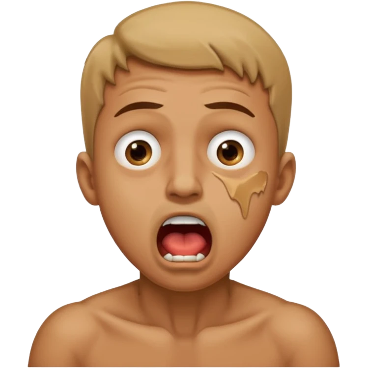 man in distress with mouth open chocking himself emoji