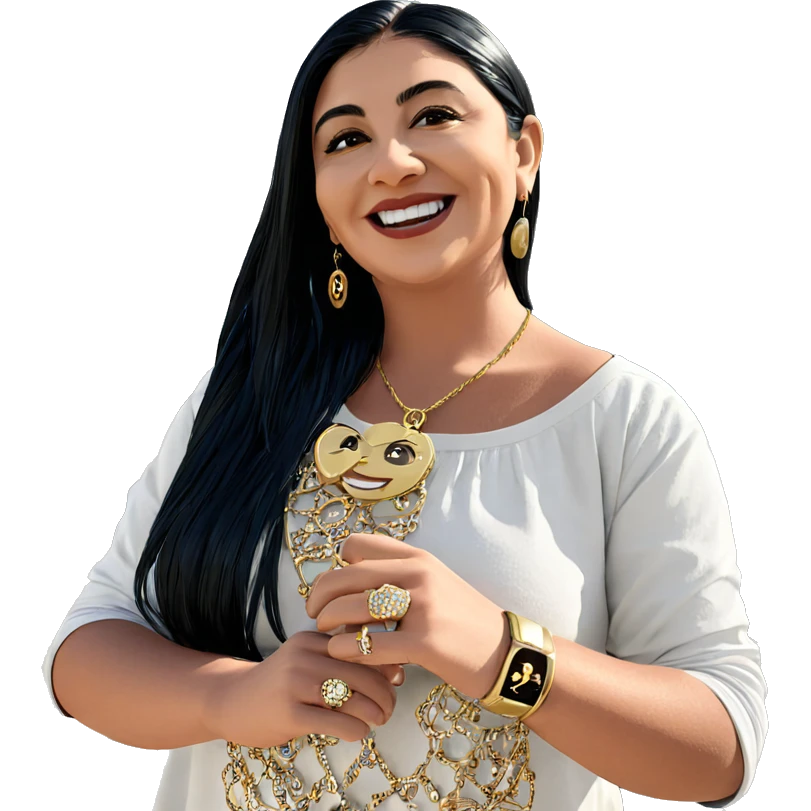 smiling girl with jewelry outdoors emoji
