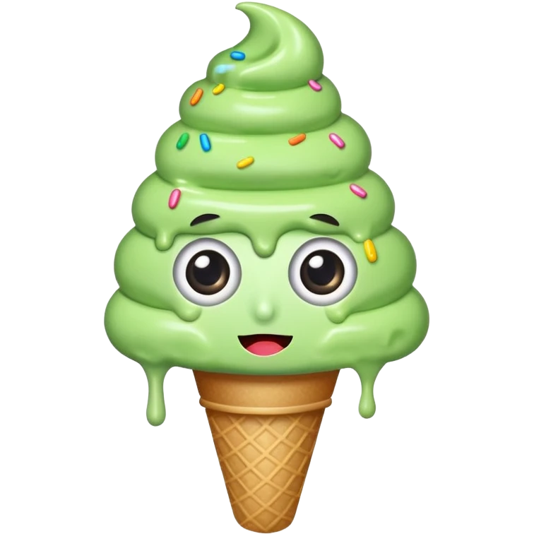 green ice cream with eyes and sprinkles emoji